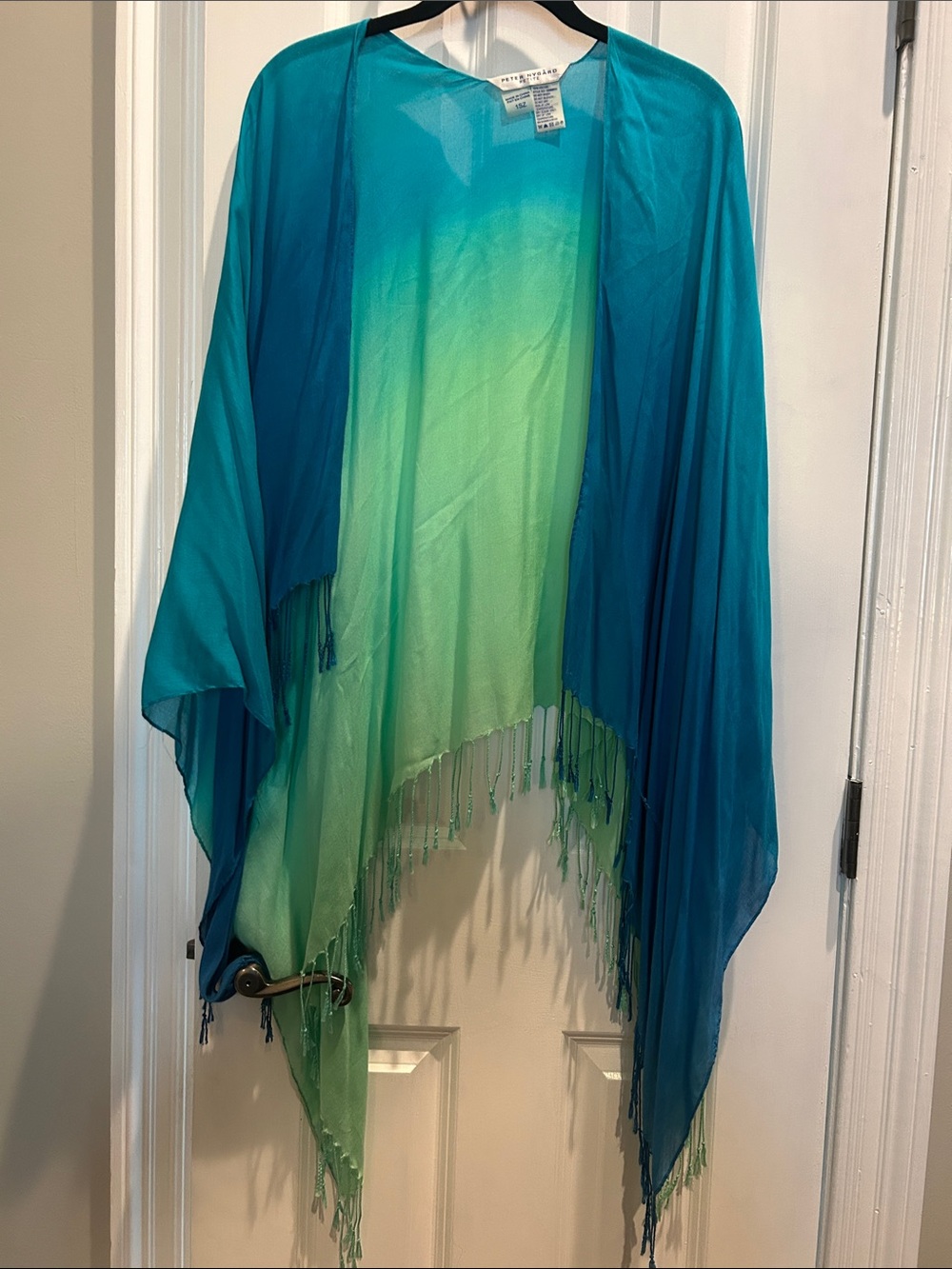 Peter Nygard Teal to Mint Ombre Shawl with Fringe